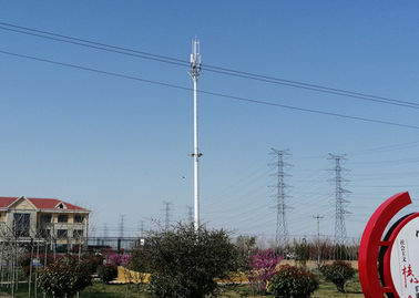 30m Galvanized GSM Microwave Tubular Mobile Cell Tower ，Monopole Telecommunication Steel Tower