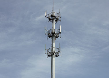 Q235B Steel Monopole Telecommunications Tower , Antenna Microwave Cell Phone Broadcasting Tower